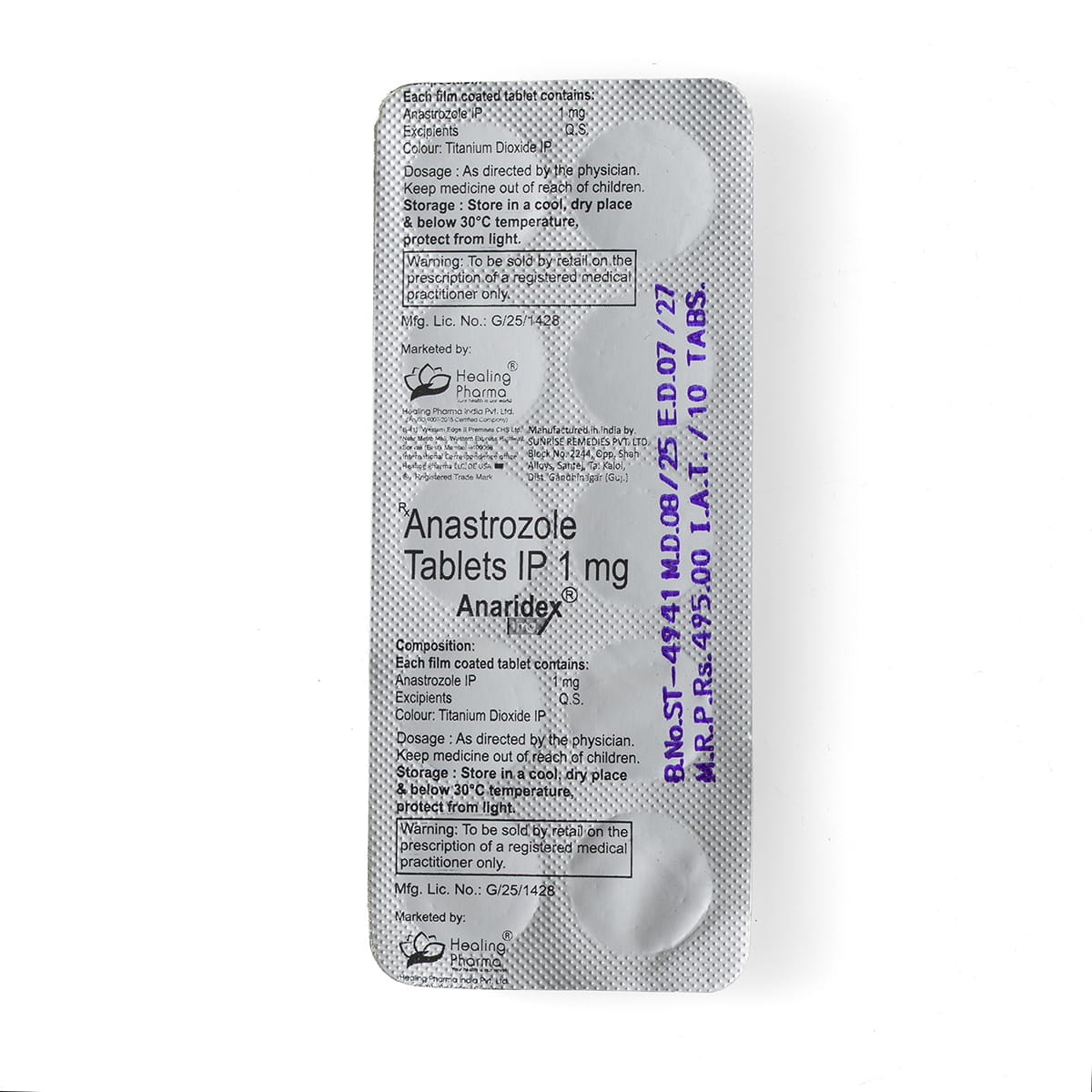 Anaridex (Anastrozole) – 10 табл. х 1 мг.